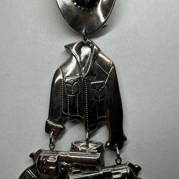 Vtg Articulating Cowboy Brooch w/Movable Parts, Western Hat & Boots, Collectible - Picture 3 of 7